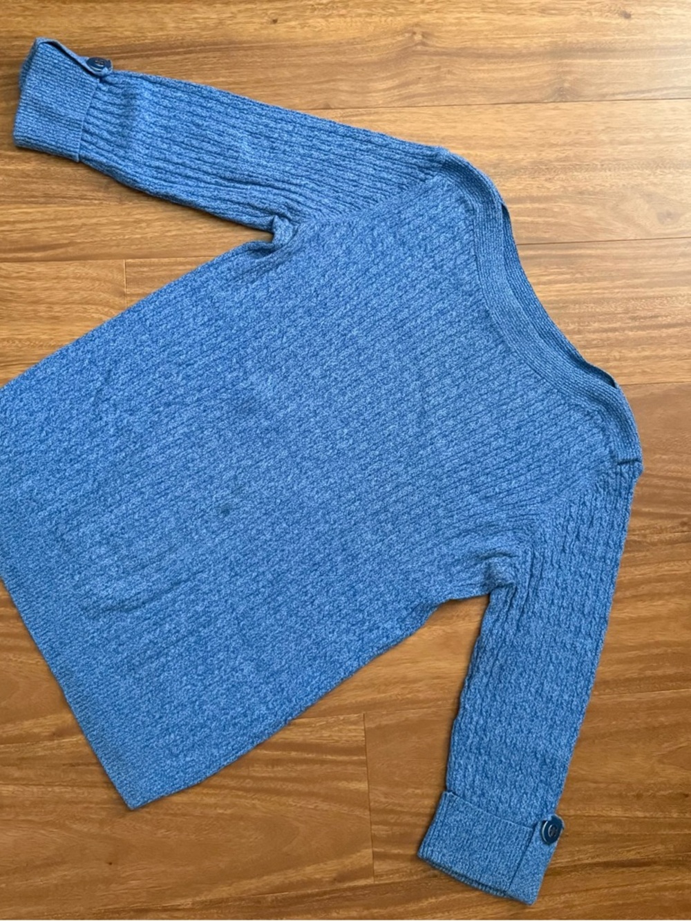Karen Scott Heathered Blue Ribbed Knit Top